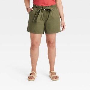 Women's High-Rise Pull-On Shorts - Ava & Viv™ Olive Green Plus NWT 2X